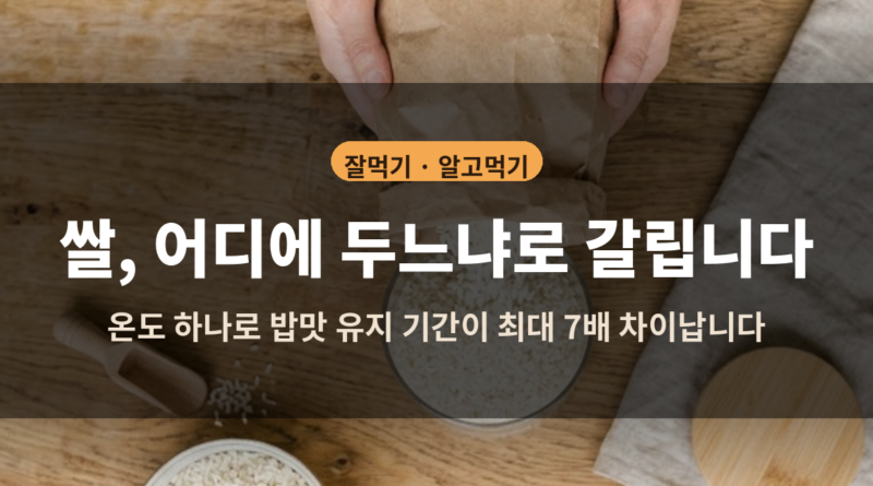 쌀, 어디에 두느냐로 갈립니다 - 쌀을 그릇에 붓는 실사진 기반 대표 이미지