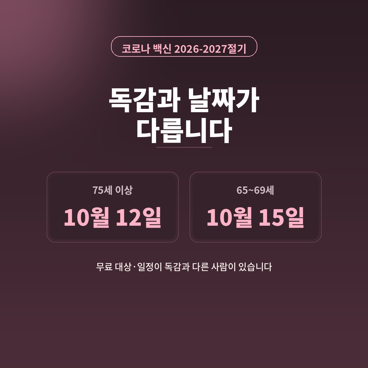 코로나 백신, 독감과 날짜가 다릅니다｜75세 이상은 두 번 가야 할 수도 있습니다
